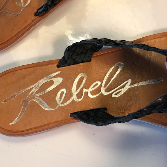 Rebels Keira Black Leather Flip Flops-Pre❤️’d - Picture 5 of 6